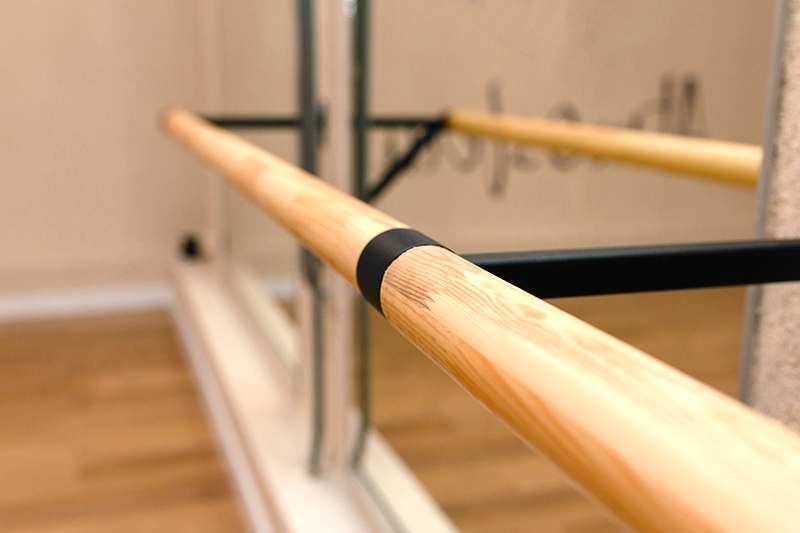 The handrail in the dance Studio. Interior of an empty dance hall