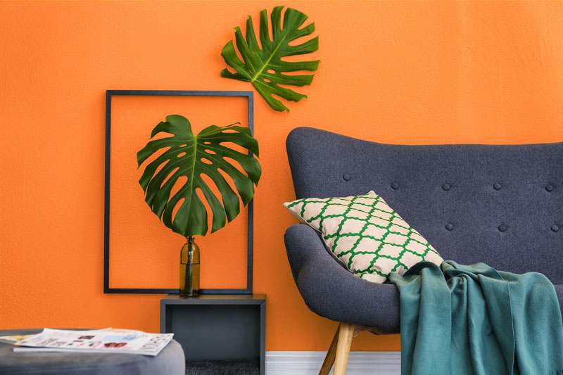 Wohnzimmer Wandfarbe orange