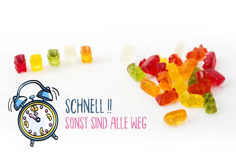 Gummibärhaufen mit Wecker